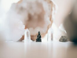 macro photography of black ceramic Gautama Buddha miniature