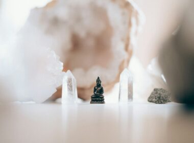 macro photography of black ceramic Gautama Buddha miniature