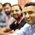 A call center crew during work