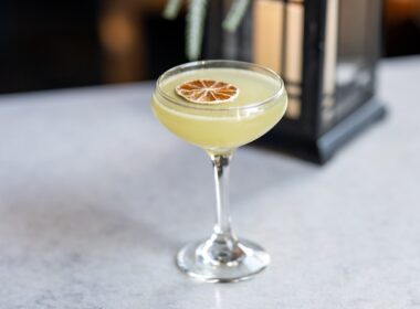 Chartreuse cocktail in a coupe glass