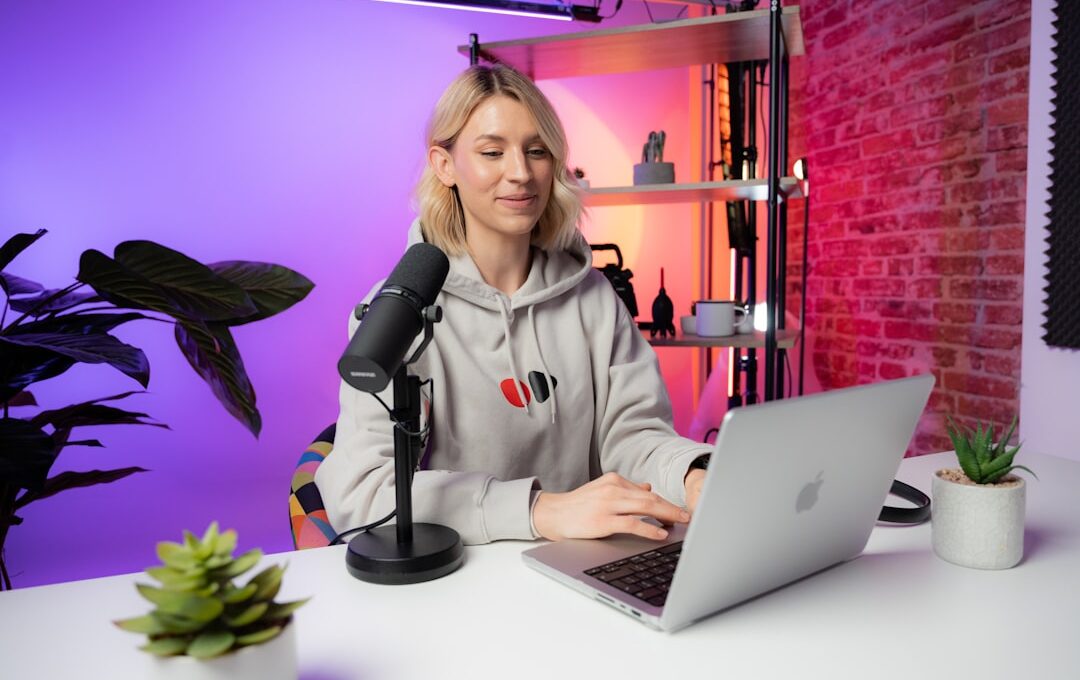 Photo session from the videodeck studio. We create video content for software companies and help them grow on YouTube. This photo is with one of our hosts, Heleana.
