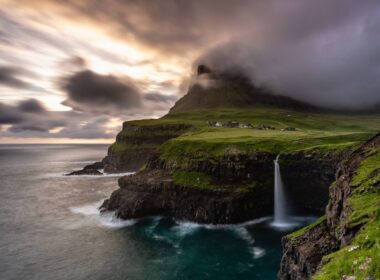 landscape of mountain and body of water