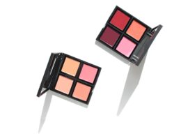 Flatlay of Lipstick and Cream Blush Palettes for use as cosmetics and makeup
